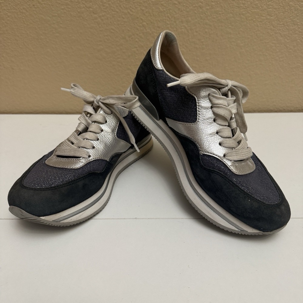Hogan Women's Denim Blue Sneakers EUR Size 38 France Used Fair Condition